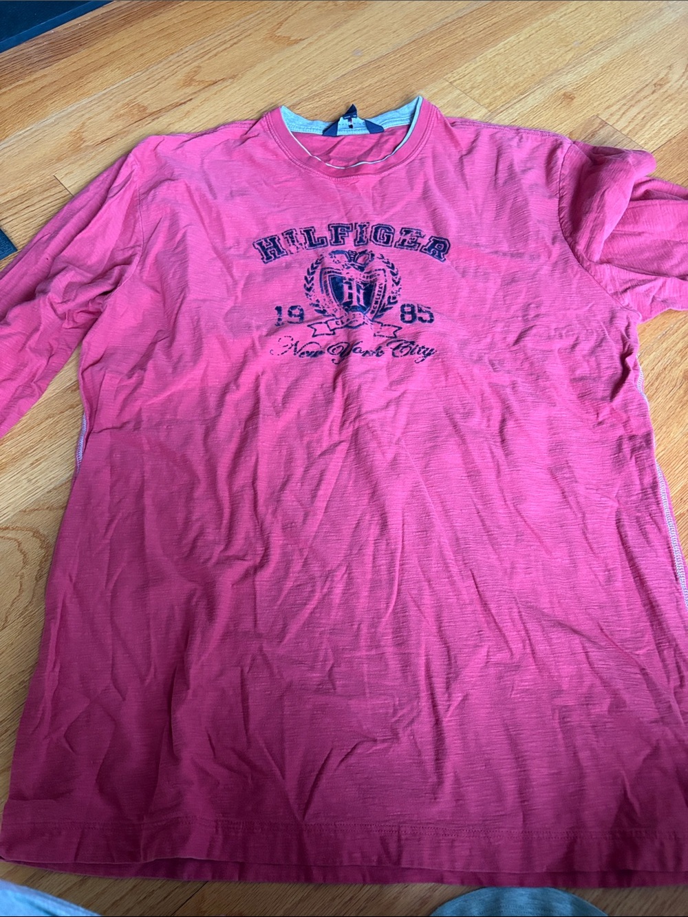 Tommy Hilfiger Men’s Coral Pink Long Sleeve Graphic Tee